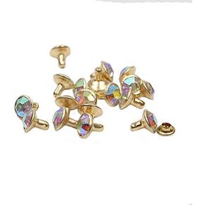 100 Sets Cz Colorful Crystal Rivets Gold Color Spots Studs Double Cap for DIY Leather-Craft