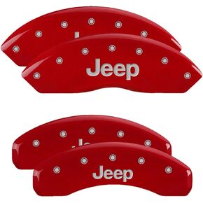 MGP Caliper Covers - Brake Caliper Covers 2018-2023 Jeep Wrangler 2022 Jeep Wrangler Unlimited (18-19 JL Chassis, 20-23 JL w/o eTorque Pkg) - Front and Rear Set - Red