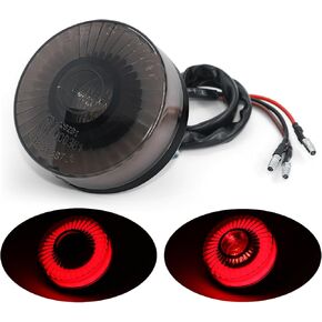 LENJIEMT دراجة نارية مصباح ليد خلفي ضوء الفرامل المستديرة هالو مصباح جيد الإضاءة 12 فولت الأحمر وقف الضوء مع مقهى المتسابق بوبر المروحية ATV UTV in Kuwait