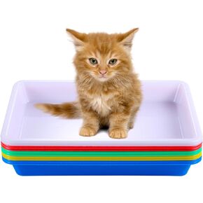 10pcs Kitten Litter Box, Plastic Cat Litter Trays Colorful Kitten Litter Pan Cat Waste Tray for Indoor Kittens (5 Colors)