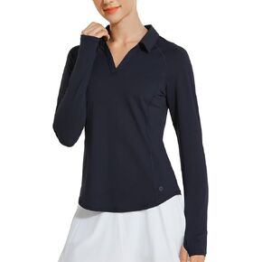HODOSPORTS Womens Golf Shirts Long Sleeve Polo Shirts Moisture Wicking Lightweight UPF 50+ Tennis Shirt