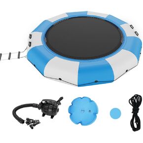 VEVOR Inflatable Water Bouncer, 13ft Recreational Water Trampoline, Portable Bounce Swim Platform with 3-Step Ladder & Electric Air Pump, Kids Adults Floating Rebounder for Pool, Lake, Water Sports