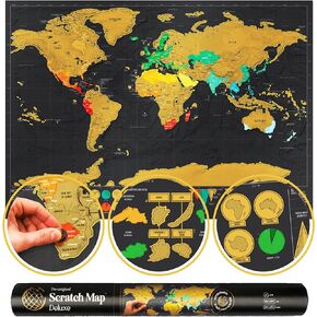 Luckies of London | Scratch Off World Map Deluxe | Travel Map To Track Travels | World Map Wall Art For Room & Office Decor | Scratch Art For Adults | Travel Journal Alternative | Travel Gifts | Large