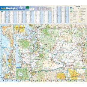 Washington State Wall Map - 20.75" x 18.5" Rolled Canvas
