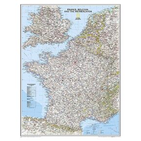 National Geographic France, Belgium, and The Netherlands Wall Map - Classic - Laminated (23.5 x 30.25 in) (National Geographic Reference Map)