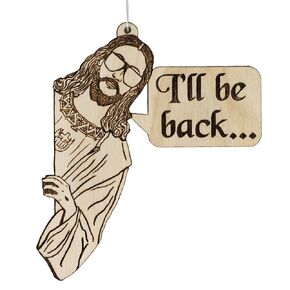 Jesus "I'll be Back" Funny Wood Easter Basket Gift | Peeking Christ Meme Funny Handmade Holiday Decoration