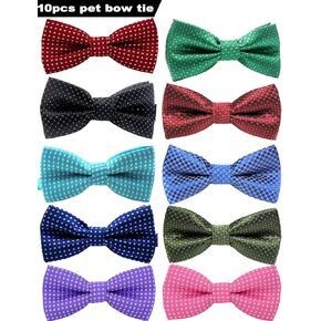 VICTHY Pet Bow Tie, Colorful Polka Dots Adorable Collar Butterfly Knot Puppy Adjustable Bow Ties for Dogs/Big Cats/Other Pets
