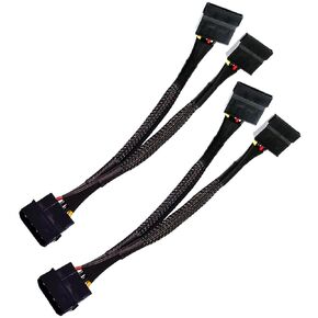 4 Pin Male IDE Molex to Dual 15 Pin Female SATA Power Splitter Converter Adapter Cable Hard Drive HDD SSD Extension Cable Sleeved Braided 8 Inches (2 Pack)