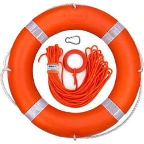 28 inch Boat Safety Throw Ring with Water Floating Lifesaving Rope 98.4FT Set,2.5 KG International Standard Throw Ring
