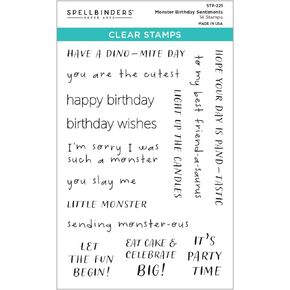 Spellbinders Monster Birthday Sentiments Clear Stamp Set