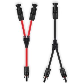Solar Connectors Y Branch Parallel Adapter 10AWG Cable for Solar Panel (Red & Black)
