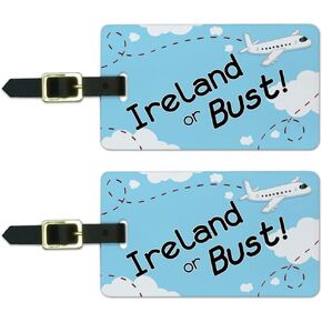 Graphics & More Ireland Or Bust Flying Airplane Luggage Suitcase Carry-on Id Tags, White