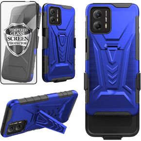 Ailiber Case for Motorola Moto G Power 5G, Holster with Tempered Glass Screen Protector, Swivel Belt Clip Case with Kickstand, Full Body Shockproof Protector Phone Cover for Moto G Power 5G 2023-Black