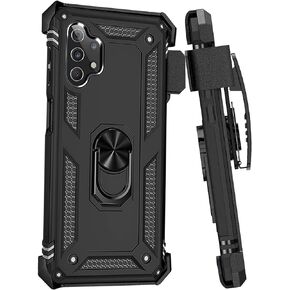 for Samsung Galaxy A32 5G Case with Belt Clip Holster Ring Holder, Military Grade Protection Cover[Fit for Magnetic Car Mount] Shockproof Case for Samsung Galaxy A32 5G (Black)