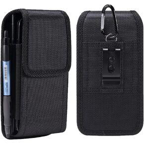 Dual Vertical Belt Clip Holster 2 Cell Phone Pouch Case Holdder for iPhone 13 Pro Max, Samsung Galaxy A53 A52 A32 A22 A14 A13 A03s, S20/S21/S22/S23 Ultra Plus FE, Note 20 Ultra, TCL 30 SE, OnePlus 10T
