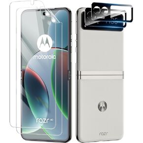 [عبوتان + عبوتان] واقي شاشة Motorola Razr 2023 5G [عبوة من عبوتين من غشاء مرن للشاشة الداخلية وعبوتين من واقي شاشة عدسة الكاميرا] مع HD، بدون فقاعات، مضاد للخدش، مناسب لجراب Motorola in Kuwait