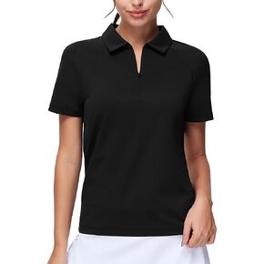 THE GYM PEOPLE Women's Short Sleeve Polo Shirts Zip Up Quick Dry Breathable Collared Golf Workout Tops