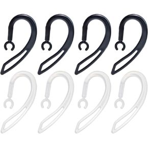 Universal Silicone Ear Hooks, Flexible Ear Piece Clamp, Replacement Ear Loop Clips for Bluetooth Headset Mini Two Way Radio (Two Colors Pack of 8)