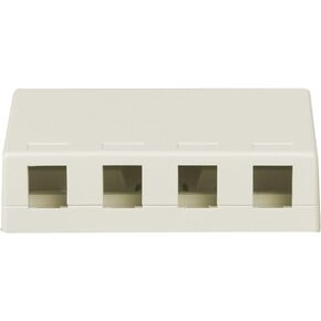 Legrand - OnQ Surface Mount Box, 4 Port Wall Mount Box for Phone or Data, Fits Any Keystone Insert, Plastic Box Mounts to Wall, White, WP3504WH