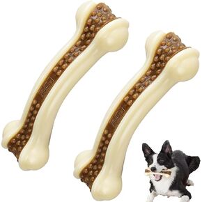 Dog Chew Toys for Aggressive Chewers Large Breed, 3 Pack Real Beef Flavor,Indestructible Dog Teething Chew Toys for Large/Medium/Small Puppies,Tough Pet Toy with Durable Nylon