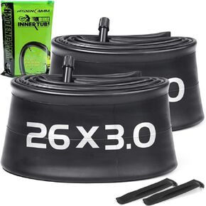 2 Pack 26x3.0 Fat Bike Tube with AV 32mm Valve, Premium Butyl Rubber 26 x 3.5 26x3.0 Fat Tire Bike Tubes with 2 Tire Levers, 26x3.0 Bike Tube for Road/MTB/E Bike by Hydencamm