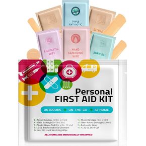 First Aid Emergency Medical Kit Mini and Travel Size - | Great for Kids, Schools, Business, Hiking, Camping | Wound Care Products (Multi-Color) (1)