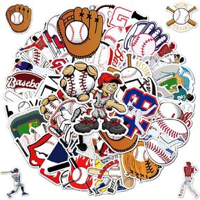 50Pcs Baseball Stickers Sports Theme Stickers,Water Bottle Stickers for Kids Boys Teens,Vinyl Stickers Bulk for Hydroflask Skateboard Laptop
