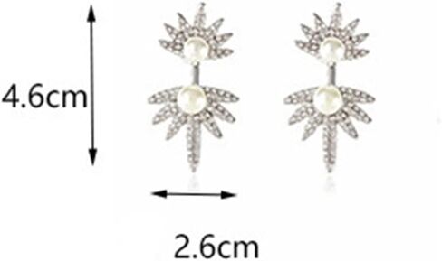 Jumwrit مابل ليف أقراط اللؤلؤ سترة الأذن الأقراط الأمامية الخلفية تتدلى الأقراط حجر الراين سترة الأذن الكفة الأقراط للنساء الفتيات in Kuwait