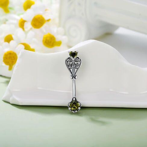 البطن زر الدائري 925 الفضة الاسترليني السرة مسمار ثقب الزبرجد الأخضر زركونيا خمر الغربية أغسطس جوهرة المجوهرات هدايا للنساء الفتيات صديقة in Kuwait