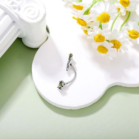 البطن زر الدائري 925 الفضة الاسترليني السرة مسمار ثقب الزبرجد الأخضر زركونيا خمر الغربية أغسطس جوهرة المجوهرات هدايا للنساء الفتيات صديقة in Kuwait