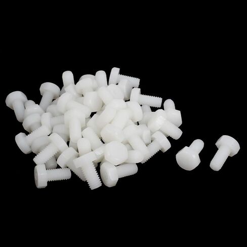 Uxcell M6 x 12mm خيط كامل من النايلون متري غطاء رأس سداسي المسمار 50 قطعة in Saudi Arabia