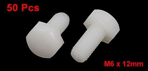 Uxcell M6 x 12mm خيط كامل من النايلون متري غطاء رأس سداسي المسمار 50 قطعة in Saudi Arabia