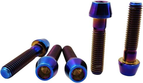 RISON Titanium Bolts Ti Bolt M8*1.25 * 25 Hex Tapered Socket Head 5Pcs Original Titanium Hex Tapered Head Bolt Screw for Bike stem in Kuwait