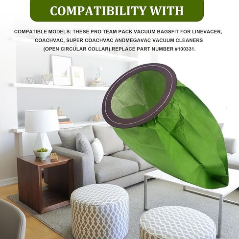 15 حزمة من أكياس المكنسة الكهربائية ذات الفلتر الصغير 100331 المتوافقة مع نماذج ProTeam Coachvac MegaVac وSuper CoachVac، وأكياس فلتر بديلة لمكنسة الظهر ProTeam سعة 10 لتر، وياقة دائرية مفتوحة in Kuwait