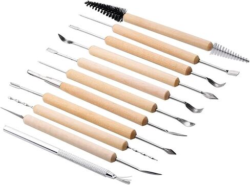 eBoot 11 Pcs Wooden Handle Clay Pottery Sculpting Tools in Saudi Arabia