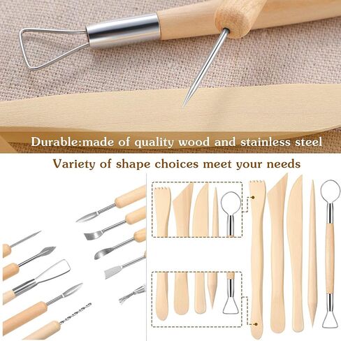 eBoot 11 Pcs Wooden Handle Clay Pottery Sculpting Tools in Saudi Arabia