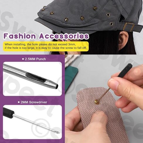 Swpeet 102Pcs Gold Cone Spikes and Studs Kit with Installation Tools, Back Leather Craft Rapid Rivet Screws Punk Studs and Spikes, Spikes Bullet Cone Spikes Screw for Clothing Shoes Leather Craft in Saudi Arabia