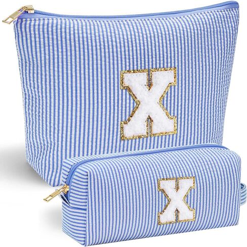 YOOLIFE Initial Makeup Bag | Teen Girl Gifts Trendy Stuff | Travel Makeup Bag for Girls | Gifts for 3 4 5 6 7 8 9 10 11 12 13 Year Old Girls | Makeup Bag for Girls Birthday Gifts for Kids Blue K in Saudi Arabia