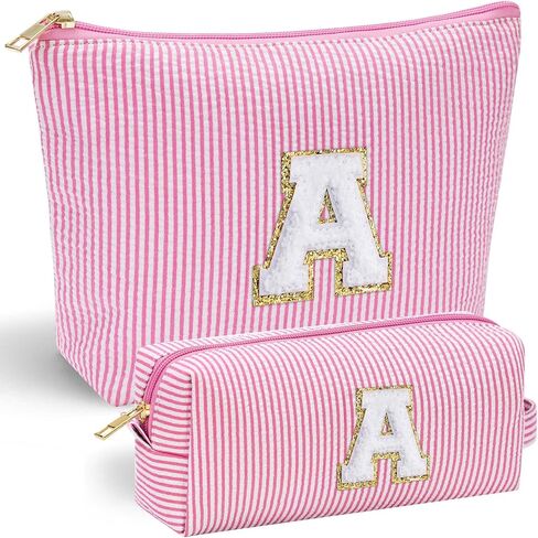 YOOLIFE Initial Makeup Bag | Teen Girl Gifts Trendy Stuff | Travel Makeup Bag for Girls | Gifts for 3 4 5 6 7 8 9 10 11 12 13 Year Old Girls | Makeup Bag for Girls Birthday Gifts for Kids Blue K in Saudi Arabia