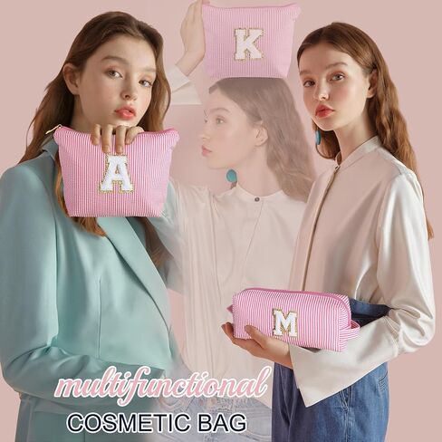YOOLIFE Initial Makeup Bag | Teen Girl Gifts Trendy Stuff | Travel Makeup Bag for Girls | Gifts for 3 4 5 6 7 8 9 10 11 12 13 Year Old Girls | Makeup Bag for Girls Birthday Gifts for Kids Blue K in Saudi Arabia