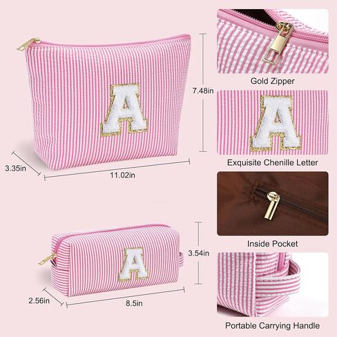 YOOLIFE Initial Makeup Bag | Teen Girl Gifts Trendy Stuff | Travel Makeup Bag for Girls | Gifts for 3 4 5 6 7 8 9 10 11 12 13 Year Old Girls | Makeup Bag for Girls Birthday Gifts for Kids Blue K in Saudi Arabia