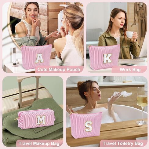 YOOLIFE Initial Makeup Bag | Teen Girl Gifts Trendy Stuff | Travel Makeup Bag for Girls | Gifts for 3 4 5 6 7 8 9 10 11 12 13 Year Old Girls | Makeup Bag for Girls Birthday Gifts for Kids Blue K in Saudi Arabia