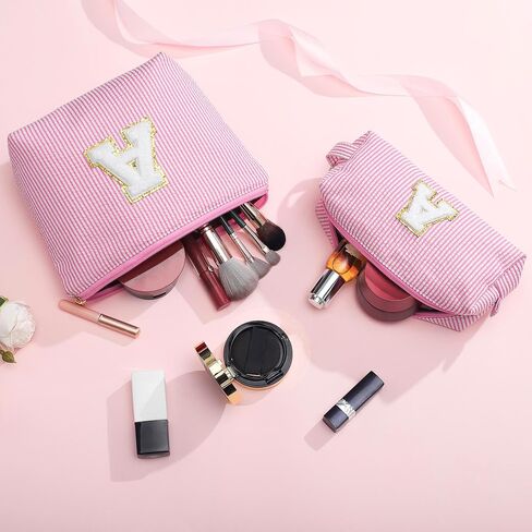 YOOLIFE Initial Makeup Bag | Teen Girl Gifts Trendy Stuff | Travel Makeup Bag for Girls | Gifts for 3 4 5 6 7 8 9 10 11 12 13 Year Old Girls | Makeup Bag for Girls Birthday Gifts for Kids Blue K in Saudi Arabia
