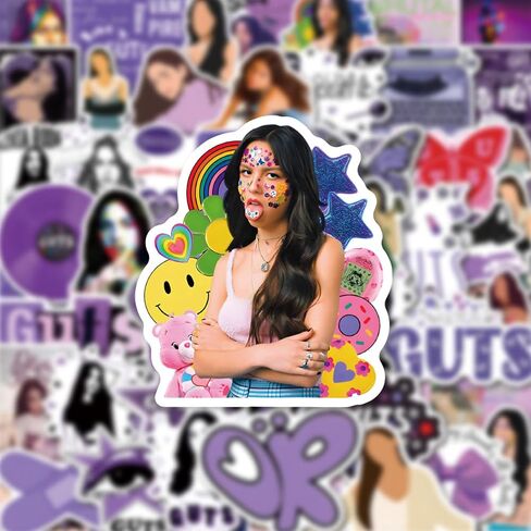 JIUWUUP Singer Music Stickers 50pcs, Guts Olivia Great Rodrigo Sticker Pack, Waterproof Vinyl Stickers for Water Bottle, Laptop, Skateboard, Guitar, Phone (C) in Kuwait