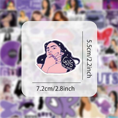 JIUWUUP Singer Music Stickers 50pcs, Guts Olivia Great Rodrigo Sticker Pack, Waterproof Vinyl Stickers for Water Bottle, Laptop, Skateboard, Guitar, Phone (C) in Kuwait