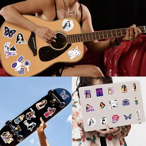 JIUWUUP Singer Music Stickers 50pcs, Guts Olivia Great Rodrigo Sticker Pack, Waterproof Vinyl Stickers for Water Bottle, Laptop, Skateboard, Guitar, Phone (C) in Kuwait