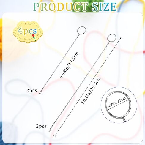 Loop Turner Sewing Tool, 4 Pieces Sewing Loop Turner Hook, Needle Hook, Crochet Sewing Supplies,Sewing Concepts, Tongue Crochet Tools,Needle Hooks with Latch for Fabric Tube(6.89 Inch, 10.4 Inch) in Saudi Arabia