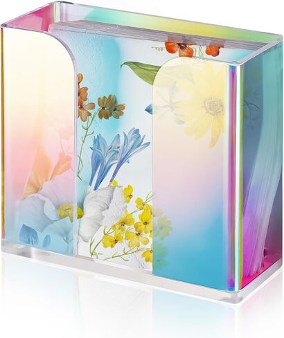 NiHome Iridescent Acrylic Guest Towel Napkin Holder, (8.5" x 4.5") Napkin Dispenser Stand, Acrylic Paper Hand Towel Holder for Bathroom,Kitchen,Dining Room in Saudi Arabia