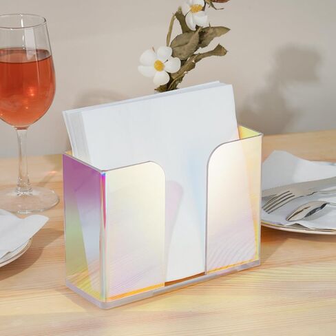 NiHome Iridescent Acrylic Guest Towel Napkin Holder, (8.5" x 4.5") Napkin Dispenser Stand, Acrylic Paper Hand Towel Holder for Bathroom,Kitchen,Dining Room in Saudi Arabia