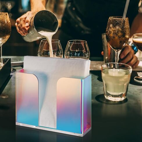NiHome Iridescent Acrylic Guest Towel Napkin Holder, (8.5" x 4.5") Napkin Dispenser Stand, Acrylic Paper Hand Towel Holder for Bathroom,Kitchen,Dining Room in Saudi Arabia